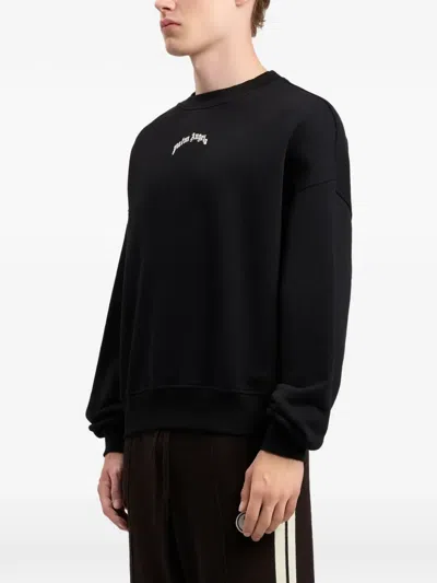 Palm Angels Men Black Back Curved Logo Sweatshirt, L Luxury Sweatshirts & Hoodies For Men Darveys