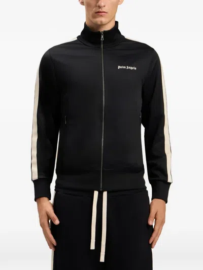 Palm Angels Classic Logo Black Sweatshirt With Logo Printed On The Front In Tech Fabric Man