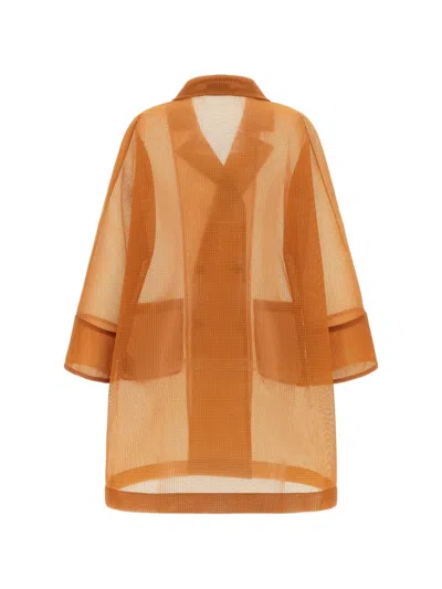 Herno Sheer Trench Coat Double Breasted Design In Brown