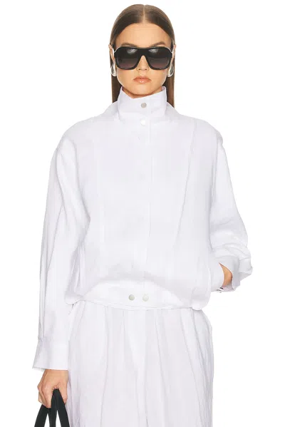 Aexae Linen Bomber Jacket In White