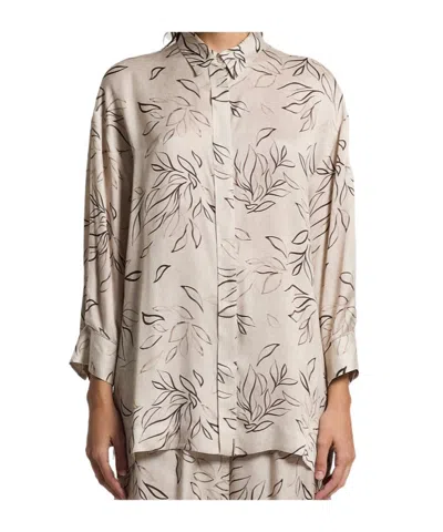 Peserico Beige Blouse Leaf Pattern Blouse In Neutral