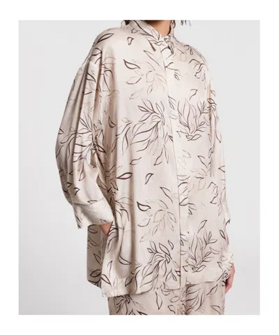 Peserico Beige Blouse Leaf Pattern Blouse In Neutral