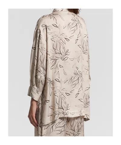 Peserico Beige Blouse Leaf Pattern Blouse In Neutral