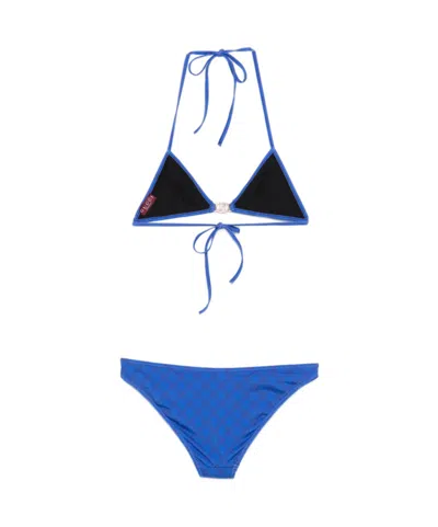 Gucci Halter Neck Triangle Bikini Top Hardware In Blue