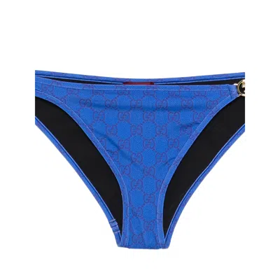 Gucci Halter Neck Triangle Bikini Top Hardware In Blue