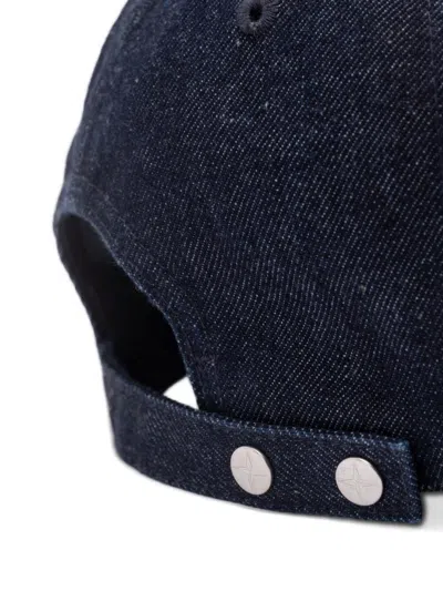 Stone Island Blue Logo Baseball Hat In Blue