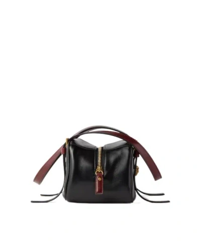Versace Rectangular Handbag In Smooth Silk And Nylon In Black