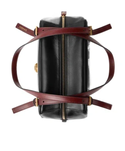 Versace Rectangular Handbag In Smooth Silk And Nylon In Black