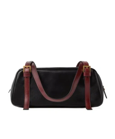 Versace Rectangular Handbag In Smooth Silk And Nylon In Black