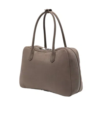 Emporio Armani Leather Shoulder Bag Rectangular Shape Handles In Gray
