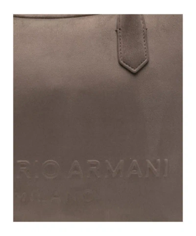 Emporio Armani Leather Shoulder Bag Rectangular Shape Handles In Gray