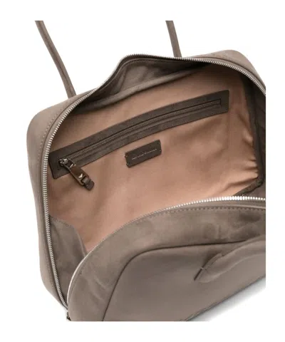 Emporio Armani Leather Shoulder Bag Rectangular Shape Handles In Gray