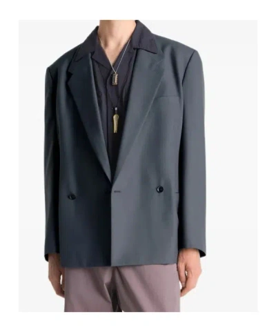 Lemaire Double-breasted Tailored Blazer In Blue