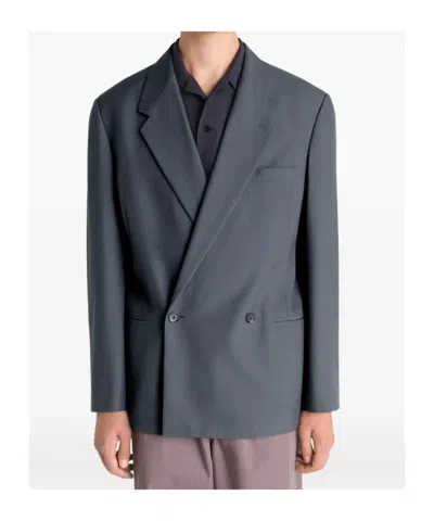 Lemaire Double-breasted Tailored Blazer In Blue