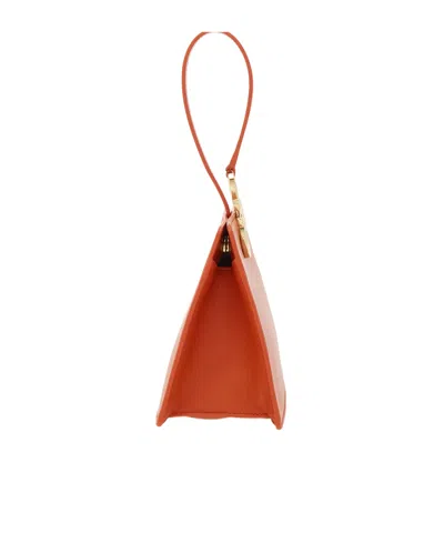 Ferragamo Rectangular Orange Clutch With Gold-tone Clasp In Orange