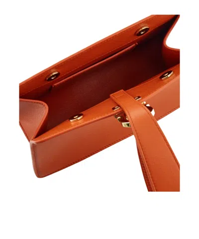Ferragamo Rectangular Orange Clutch With Gold-tone Clasp In Orange