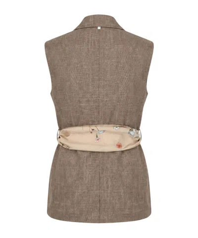 Liu •jo Single-breasted Vest In Brown