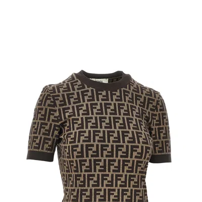 Fendi Ff Knitted T-shirt In Multi