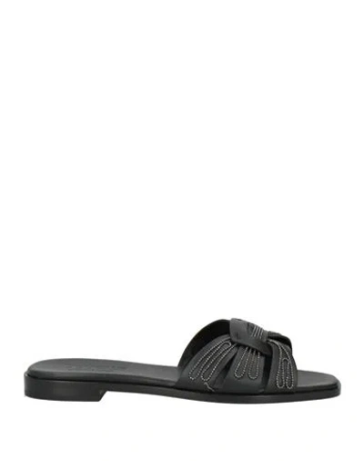 Doucal's Woman Sandals Black Size 8 Leather In Multi
