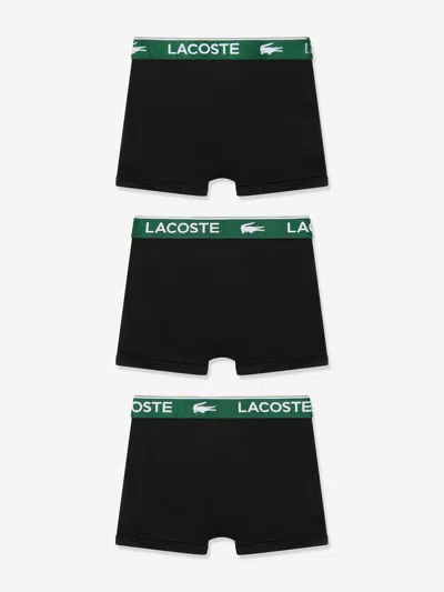 Lacoste Boys 3 Pack Solid Boxer Shorts Set In Black