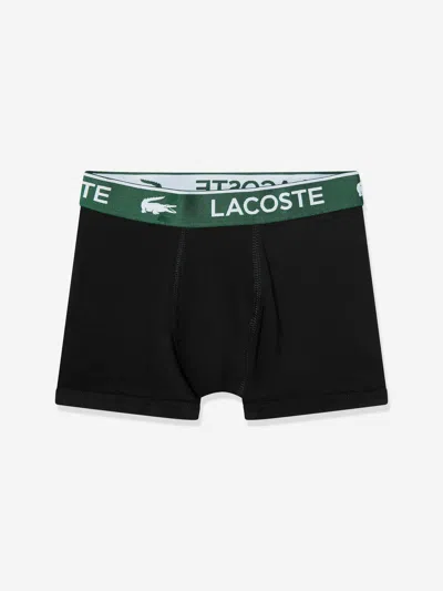 Lacoste Boys 3 Pack Solid Boxer Shorts Set In Black