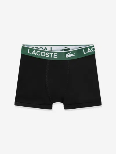 Lacoste Boys 3 Pack Solid Boxer Shorts Set In Black