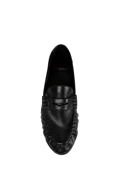 Saint Laurent Le Loafer Loafers In Polished Wrinkled Leather In Black