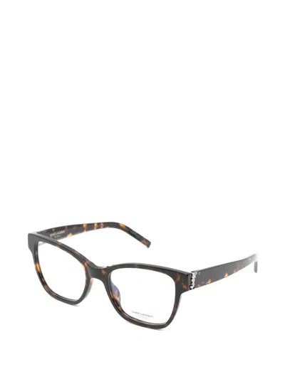 Saint Laurent Logo Rectangle-frame Glasses In Multi