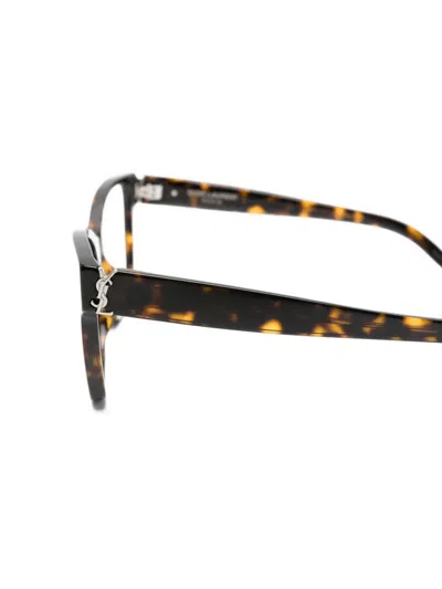 Saint Laurent Logo Rectangle-frame Glasses In Multi