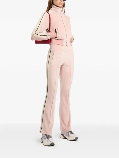 Palm Angels Chenille Track Jacket High Collar Cropped In Pink