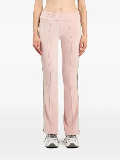 Palm Angels Chenille Track Trousers Flared Leg Stripes In Pink