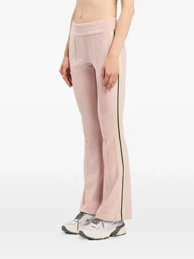 Palm Angels Chenille Track Trousers Flared Leg Stripes In Pink