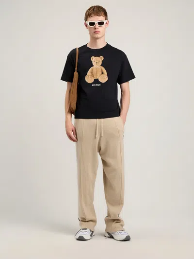 Palm Angels Cotton Crew Neck T Shirt Teddy Bear In Black