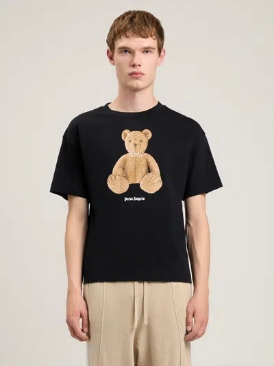 Palm Angels Cotton Crew Neck T Shirt Teddy Bear In Black
