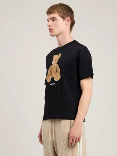 Palm Angels Cotton Crew Neck T Shirt Teddy Bear In Black