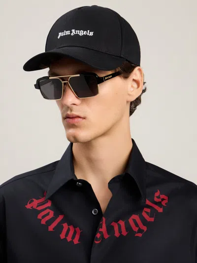 Palm Angels Logo Baseball Cap Curved Brim Design In Black