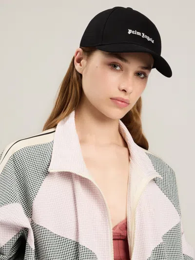 Palm Angels Logo Baseball Cap Curved Brim Design In Black