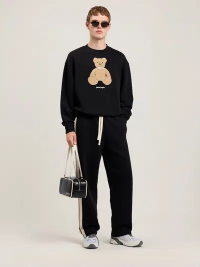 Palm Angels Textured Bear Graphic Sweatshirt In Black