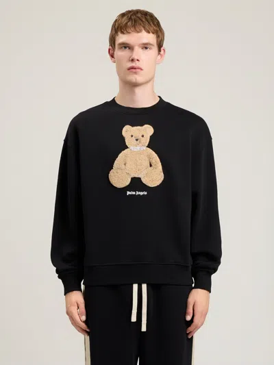 Palm Angels Textured Bear Graphic Sweatshirt In Black