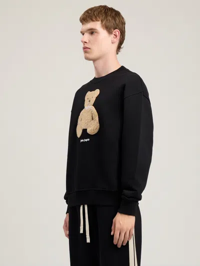 Palm Angels Textured Bear Graphic Sweatshirt In Black