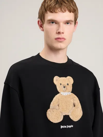 Palm Angels Textured Bear Graphic Sweatshirt In Black