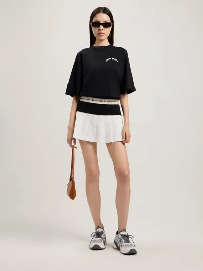 Palm Angels Mini Curved Logo Boxy T-shirt In Black