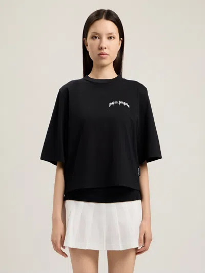 Palm Angels Mini Curved Logo Boxy T-shirt In Black