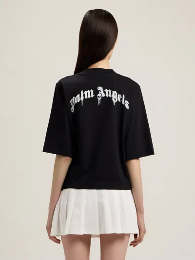 Palm Angels Mini Curved Logo Boxy T-shirt In Black