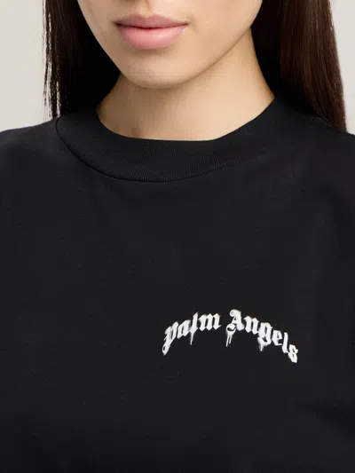 Palm Angels Mini Curved Logo Boxy T-shirt In Black