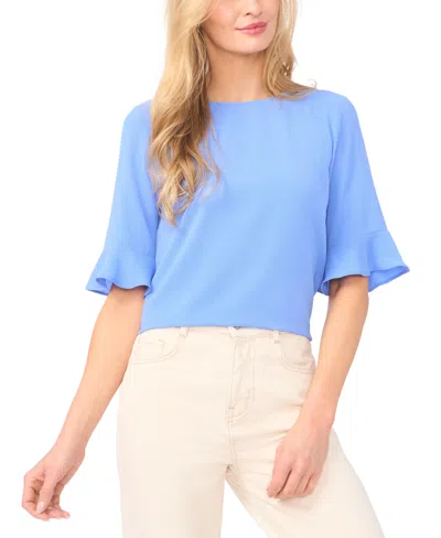 Cece Bow Sleeve Button-up Top In Black