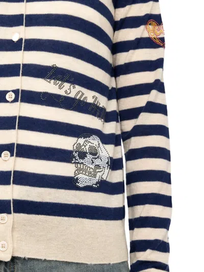 Zadig & Voltaire Missya Embellished Stripe Cashmere Cardigan In Multi