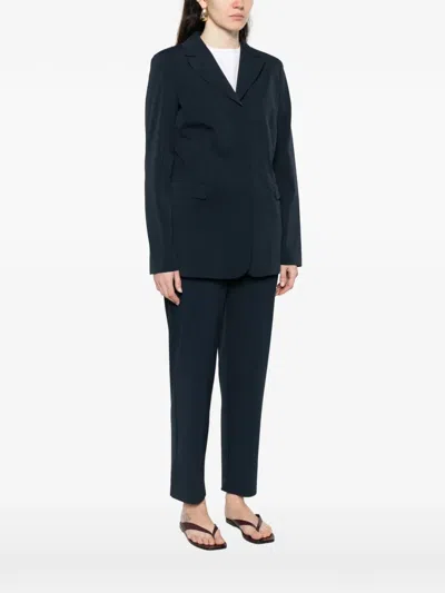 Max Mara Flap-pocket V-neck Jacket In Blue