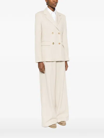 Max Mara Double-breasted Pocket Jacket In Neutral