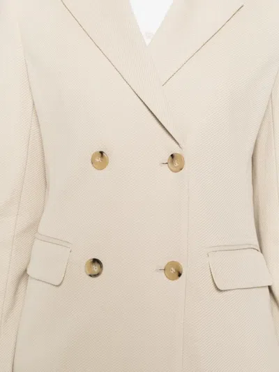 Max Mara Double-breasted Pocket Jacket In Neutral